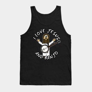 I Love Jesus And Banjo Christian Worship Funny Tank Top